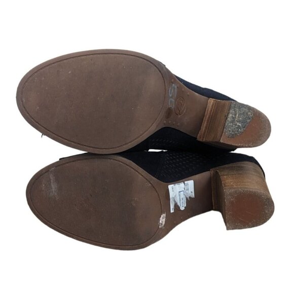 Lucky Brand Lamia Open Peep Toe Ankle Boots Booties Size 11M Black Suede - Picture 8 of 11